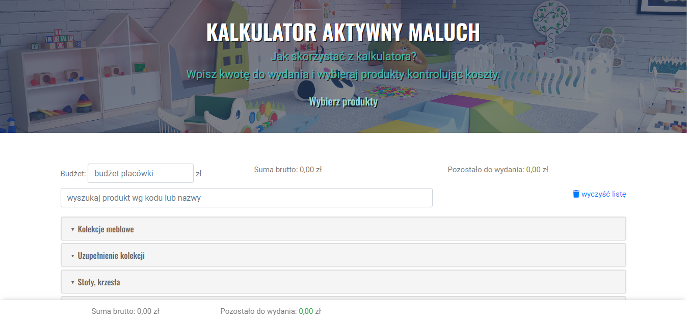 Kalkulator zakupów Programu Aktywny Maluch
